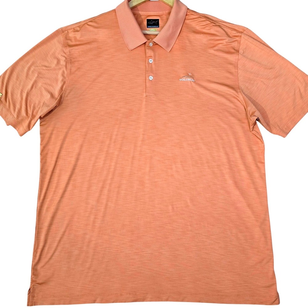 Greg Norman Play Dry Men Size XXL Golf Polo Shirt Orange Colonial Short Sleeve